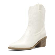 Bota DREAM PAIRS Bico Fino Salto Grosso Estilo Western Cano Curto 9 Bota DREAM PAIRS Bico Fino Salto Grosso Estilo Western Cano Curto 9