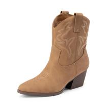 Bota DREAM PAIRS Cowboy Bege Salto 17 cm Cano 6,3 cm