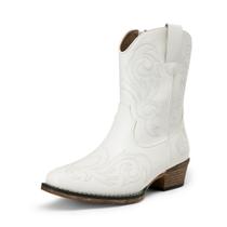 Bota DREAM PAIRS DWUMAB2511 Branca Bordada Cano Curto