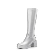Bota DREAM PAIRS DWUMKB2516 Cano Alto Prata com Plataforma