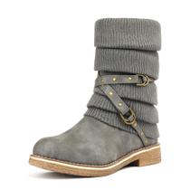 Bota DREAM PAIRS Feminina Cano Médio Inverno Neve Cinza 39