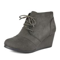 Bota DREAM PAIRS Feminina Cinza com Cadarço e Salto Anabela 7,5 US