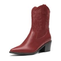 Bota DREAM PAIRS Feminina Vermelha Bico Fino Tamanho 38