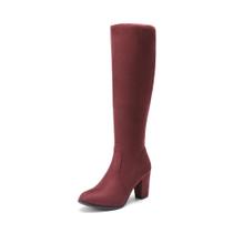 Bota DREAM PAIRS Midleg Vinho Cano Alto Salto Grosso 20 cm