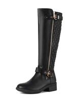 Bota DREAM PAIRS Preta Cano Alto com Zíper Lateral e Fivela Nº 10