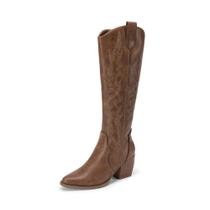 Bota DREAM PAIRS SDKB224W Cowboy Cano Alto com Salto Grosso