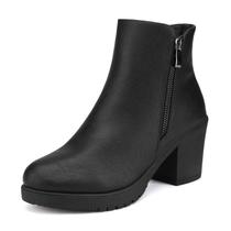 Bota DREAM PAIRS Z0EY-2 Cano Curto Salto Grosso 7,5 cm Preta Bota DREAM PAIRS Z0EY-2 Cano Curto Salto Grosso 7,5 cm Preta