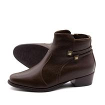 Bota Duna Cano Baixo em Couro Alfa Café - 4638AC