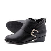Bota Duna Cano Baixo em Couro Alfa Preto - 4636AP Bota Duna Cano Baixo em Couro Alfa Preto - 4636AP