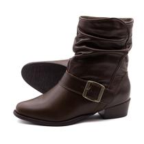 Bota Duna Cano Médio em Couro Alfa Café - 4635AC Bota Duna Cano Médio em Couro Alfa Café - 4635AC