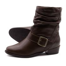 Bota Duna Cano Médio em Couro Alfa Café - 4635AC