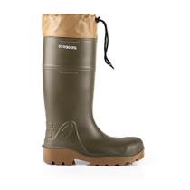 Bota Ecoboots Pu Térmica Verde/bege Cano Longo Com Polaina