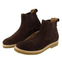 Bota Elastico Lateral Chelsea Masculina Camurça Palmilha Gel Forrada Solado Crepe Puxador Traseiro