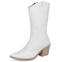 Bota Ellas Online Western Country Cano Médio Napa Off White