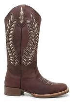 Bota Em Couro Café Gliter Dourado Cano Longo Candieiros Bota Em Couro Café Gliter Dourado Cano Longo Candieiros