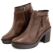 Bota em Couro Coturno Cano Curto Ziper Arietto Bota em Couro Coturno Cano Curto Ziper Arietto