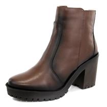 Bota em Couro Feminina Coturno Salto Médio Arietto