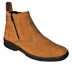 Bota Em Couro Nobuck Camurça Especial Botina Masculina Botinha Casual Leve Macia Forte 2220 Amarelo