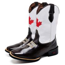 Bota Em Couro Texana Cano Médio Krn Shoes Com Sola De Borracha E Bordado