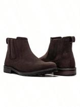 Bota Embaixador Botina Chelsea De Couro Legitimo Marrom De Camurça Cano Baixo coutry cowboy Resisten