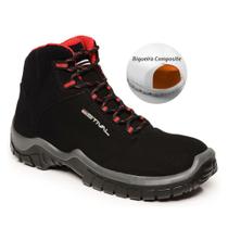 Bota energy em microfibra - preto/vermelho estival en10073s2 - bico composite ca 42.555