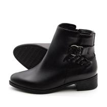 Bota Essenza Cano Baixo em Couro Alfa Preta - 4332AP Bota Essenza Cano Baixo em Couro Alfa Preta - 4332AP