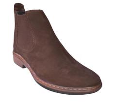 Bota estilo chelsea masculina em couro nobuck cor marrom cafe botina botinha confortavel