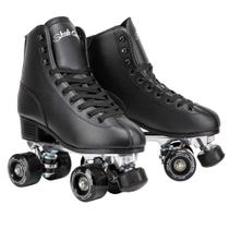 Bota estruturada quádrupla retrô Roller Skates Skate Gear preta 9W/8M Bota estruturada quádrupla retrô Roller Skates Skate Gear preta 9W/8M