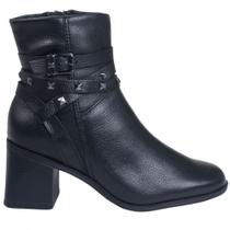 Bota Fem Bottero Cano Baixo Salto Bloco Napa Preto 361802-2