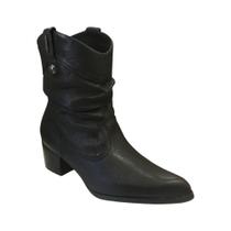 Bota Fem Bottero Couro Cano Médio Burnish Preto 349302-3 Bota Fem Bottero Couro Cano Médio Burnish Preto 349302-3