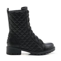 Bota Fem Capodarte Coturno em Couro Tratorado Matelasse Preto 4016727 Bota Fem Capodarte Coturno em Couro Tratorado Matelasse Preto 4016727