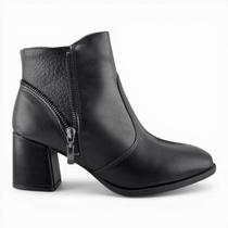 Bota fem modare 7078111 cano curto salto bloco det ziper/croco