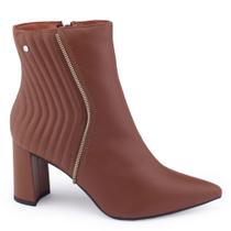 Bota Fem Tanara T7501 Belmy couro cano curto bico fino salto Bota Fem Tanara T7501 Belmy couro cano curto bico fino salto