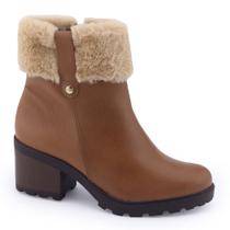 Bota Fem Tratorada Via Marte 22-7501 ziper Pelos Bloco 5,5cm