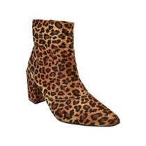 Bota Feminina Animal Print Bico Fino Cano Curto Moderno