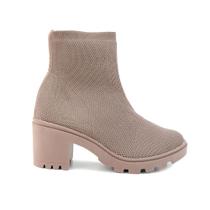 Bota Feminina Bebecê Cano Baixo Knit Marrom Taupe - T5618