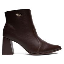 Bota Feminina Bebecê Couro Salto Bloco Café Bota Feminina Bebecê Couro Salto Bloco Café