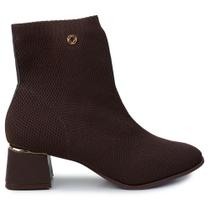 Bota Feminina Bebecê Knit Salto Bloco Marrom - T3732-162