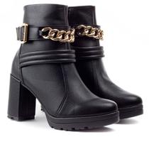 Bota Feminina Bebecê Tratorada com Corrente Preto