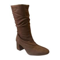 Bota Feminina Beira Rio Camurça Strech Duo Marrom 9076.112 Tamanho:38Cor:Marrom