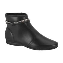 Bota Feminina Beira Rio Cano Curto Brilho Conforto Preta