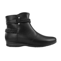 Bota Feminina Beira Rio Cano Curto Tranças Preto Ref.: 9073.105