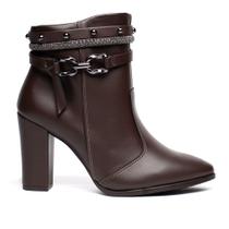 Bota Feminina Beira Rio Cano Médio Salto Bloco Marrom