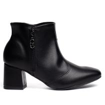 Bota Feminina Beira Rio Cano Médio Salto Bloco Preto
