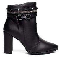 Bota Feminina Beira Rio Cano Médio Salto Bloco Preto