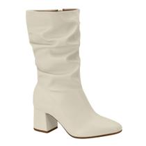 Bota Feminina Beira Rio Cano Medio Salto Grosso 9076102 Cor:Branco Offtamanho:34