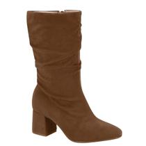 Bota Feminina Beira Rio Cano Medio Salto Grosso 9076102 Cor:Camel Camurçatamanho:39