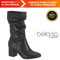 Bota Feminina Beira Rio Cano Médio Salto Grosso Conforto Enrugada Montaria Original