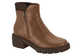 Bota Feminina Beira Rio Coturno Tratorado Ziper Cano Baixo Blocado Conforto