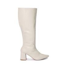 Bota Feminina Bico Fino Cano Alto Festa Fashion Off White Bota Feminina Bico Fino Cano Alto Festa Fashion Off White